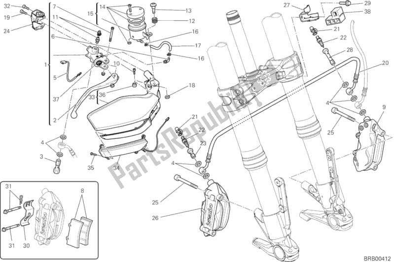 Todas las partes para Sistema De Freno Delantero de Ducati Multistrada 1200 S GT USA 2014